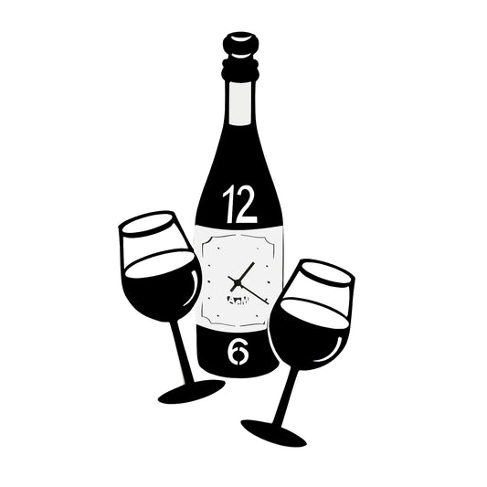 Horloge murale bouteille de vin Cin Cin