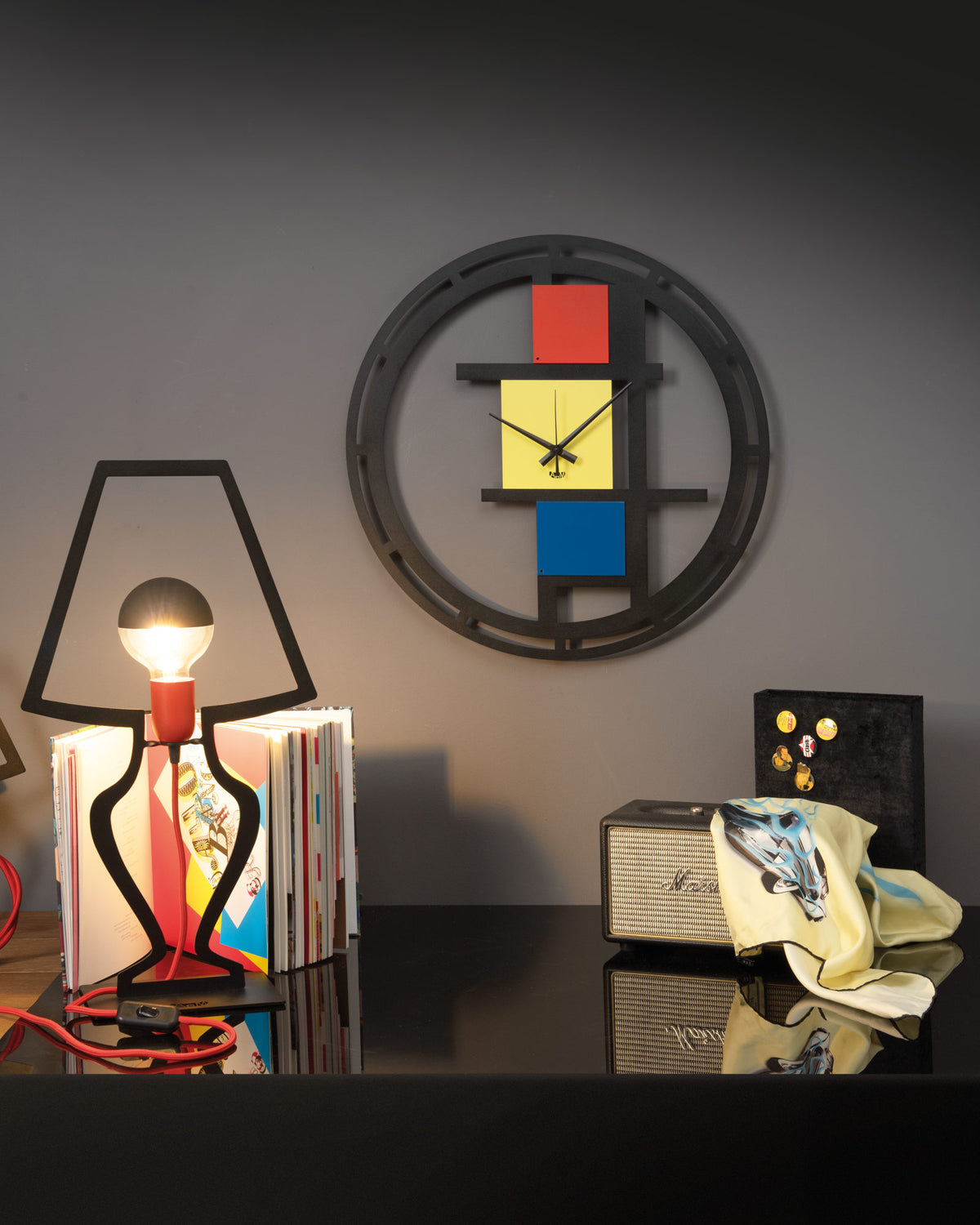 Horloge murale design Mondrian 50