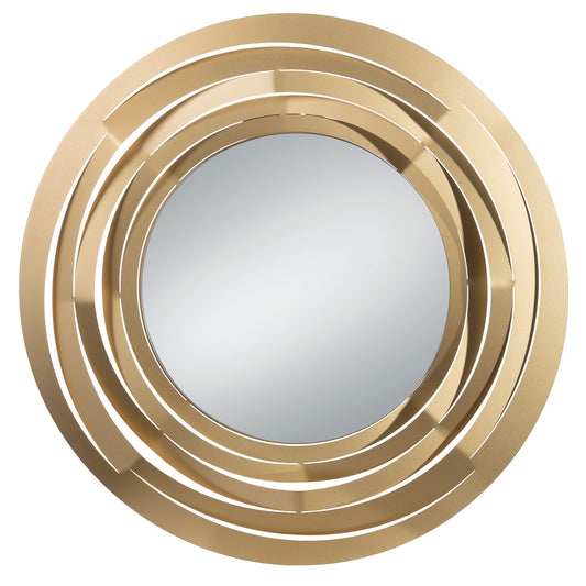Specchio da parete Origami circolare oro trasparente con cornice geometrica - vista frontale