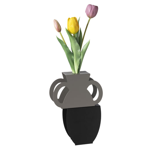 Vase soliflore design Cribbio en métal bicolore – Fiole en verre