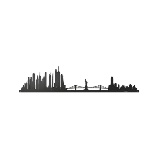 Vista frontale della silhouette in ferro raffigurante la città di New York, Skyline New York di 60 cm di larghezza. Arti&Mestieri.