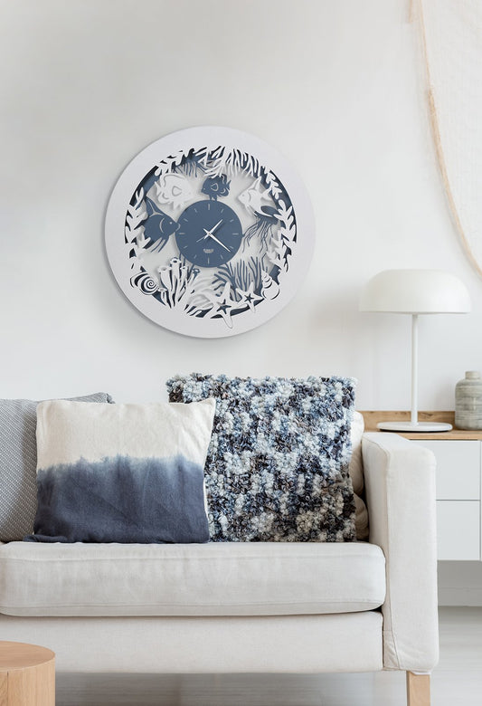 Orologio da parete di design con pesciolini Nettuno