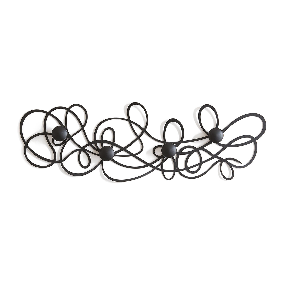 Appendiabiti moderno Doodle nero con ganci in metallo - vista frontale