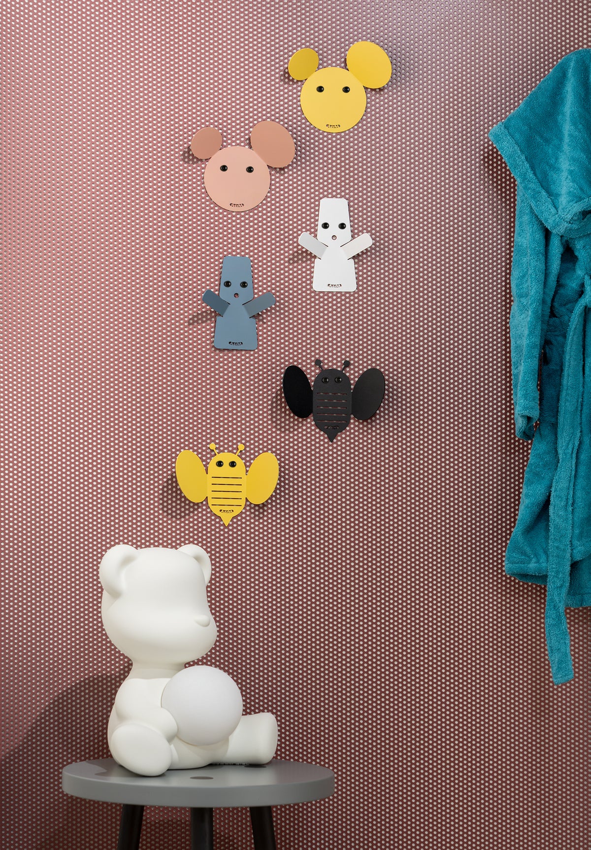 Lot de 2 patères murales Mik – Design souris en métal