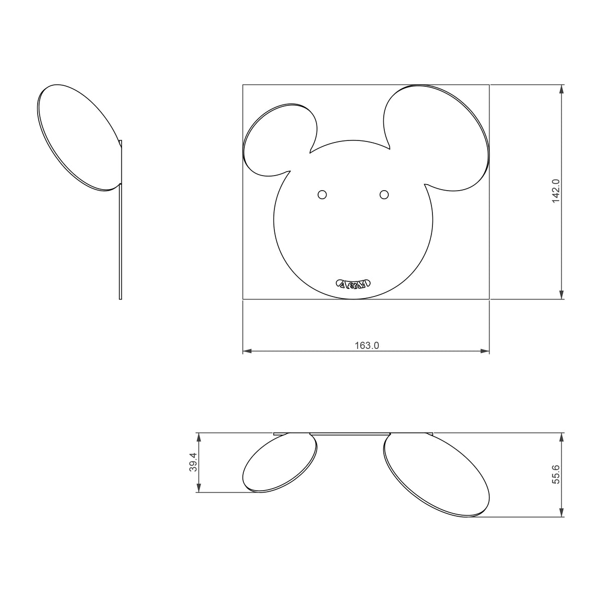 Lot de 2 patères murales Mik – Design souris en métal