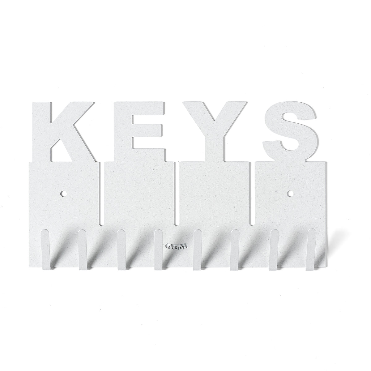 Porta chiavi con scritta Keys, color bianco marmo