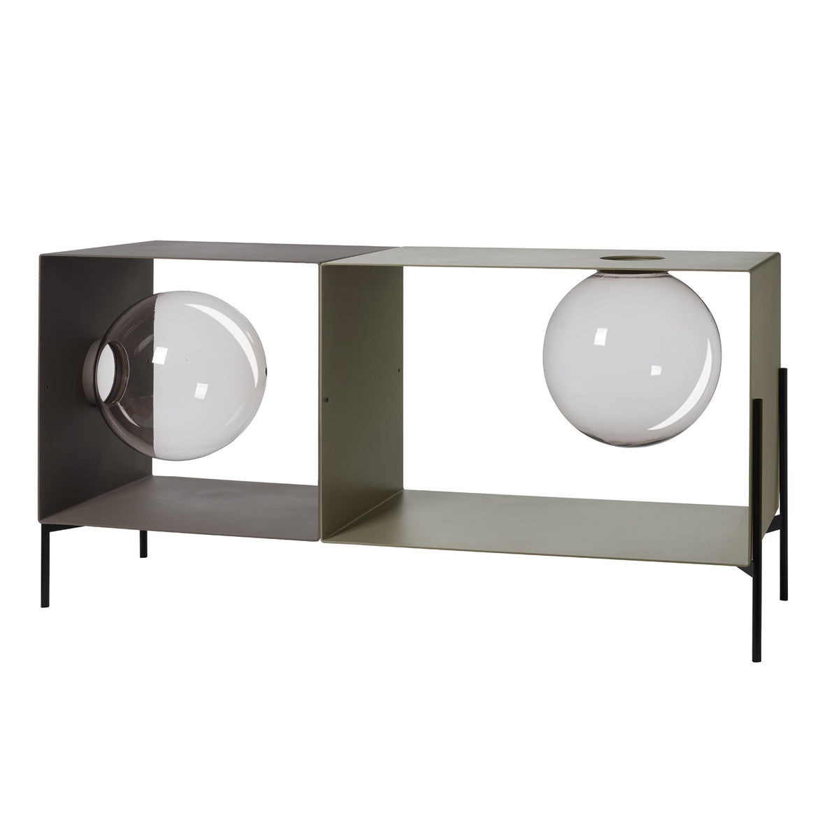 Meuble d'appoint design Globe Double en métal à deux sphères