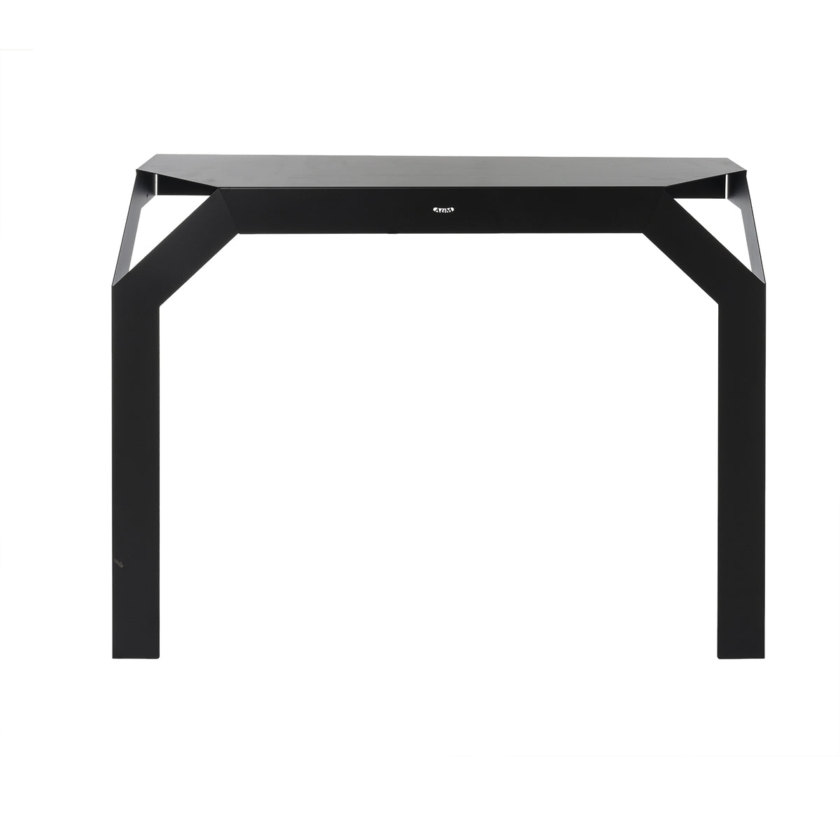 Vistale frontale della consolle per l'ingresso Uncorner di Arti&Mestieri. Due gambe, da fissare al muro. Colore nero