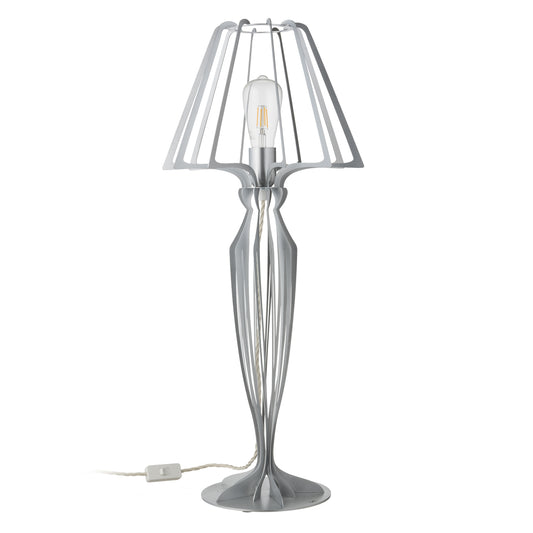 Grande lampe à poser Minerva en métal – Argent transparent