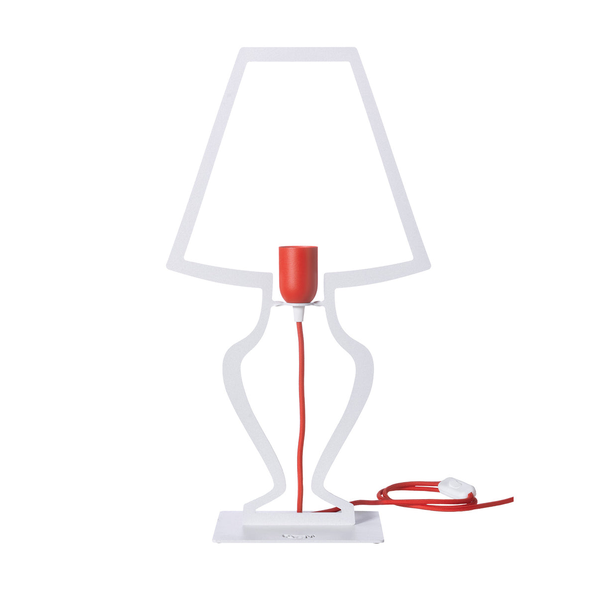 Grande lampe à poser design Silhouette en métal – Blanc ou rouge