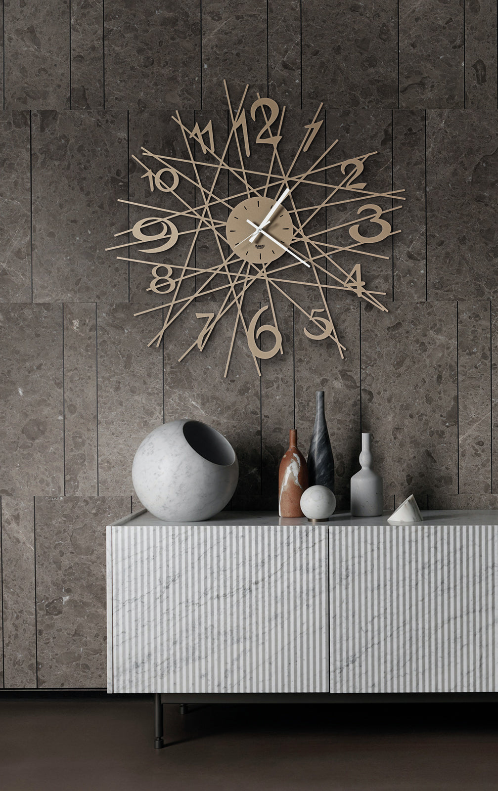 Horloge murale Zig Zag – Or laqué