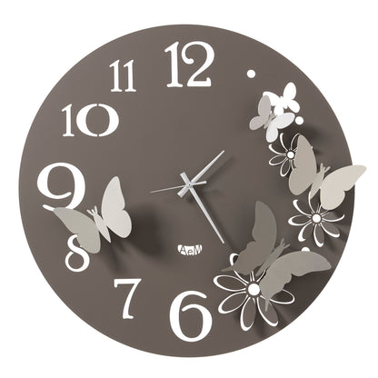 Wall clock detail Butterfly Flowers large