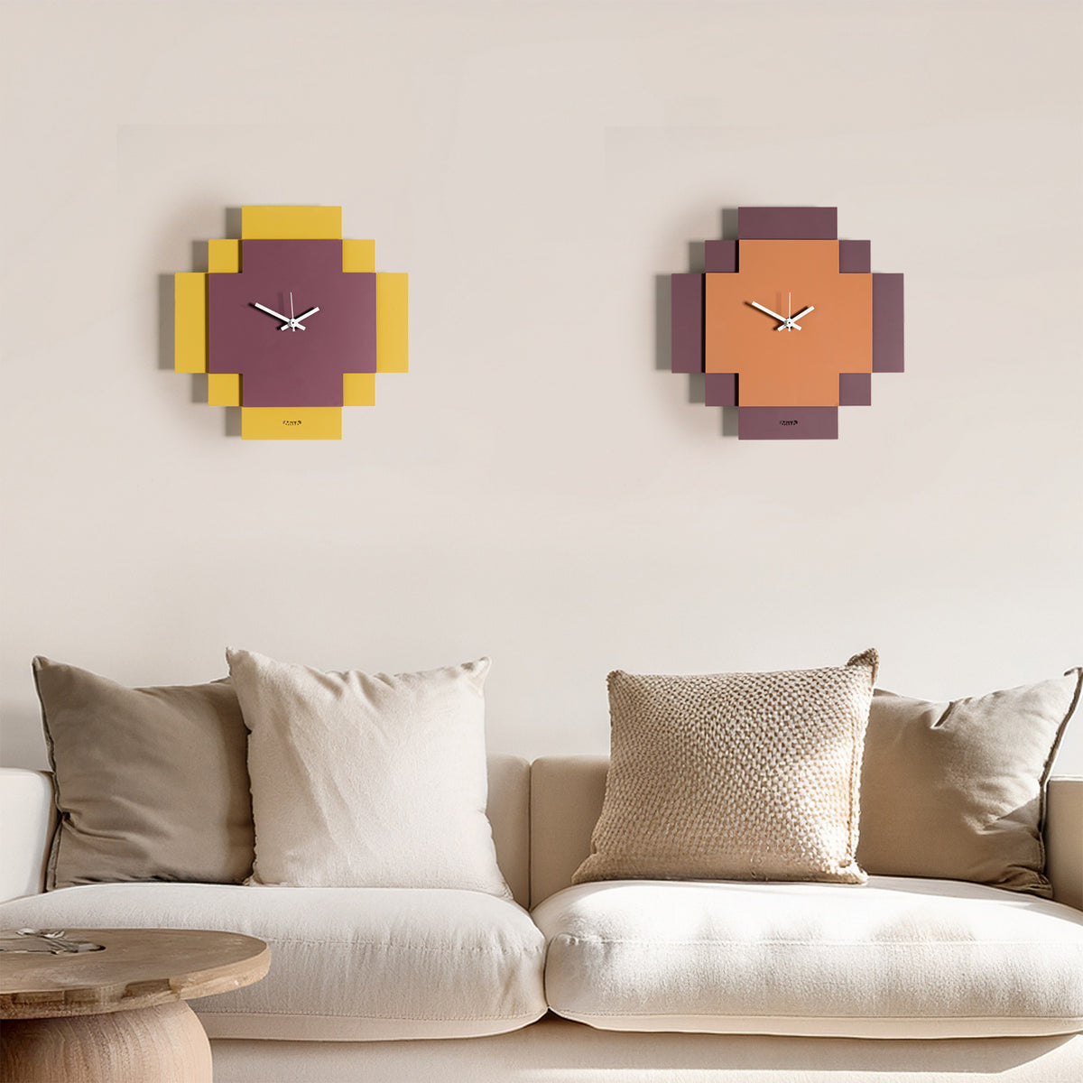 Horloge murale géométrique Tetris – Design minimaliste