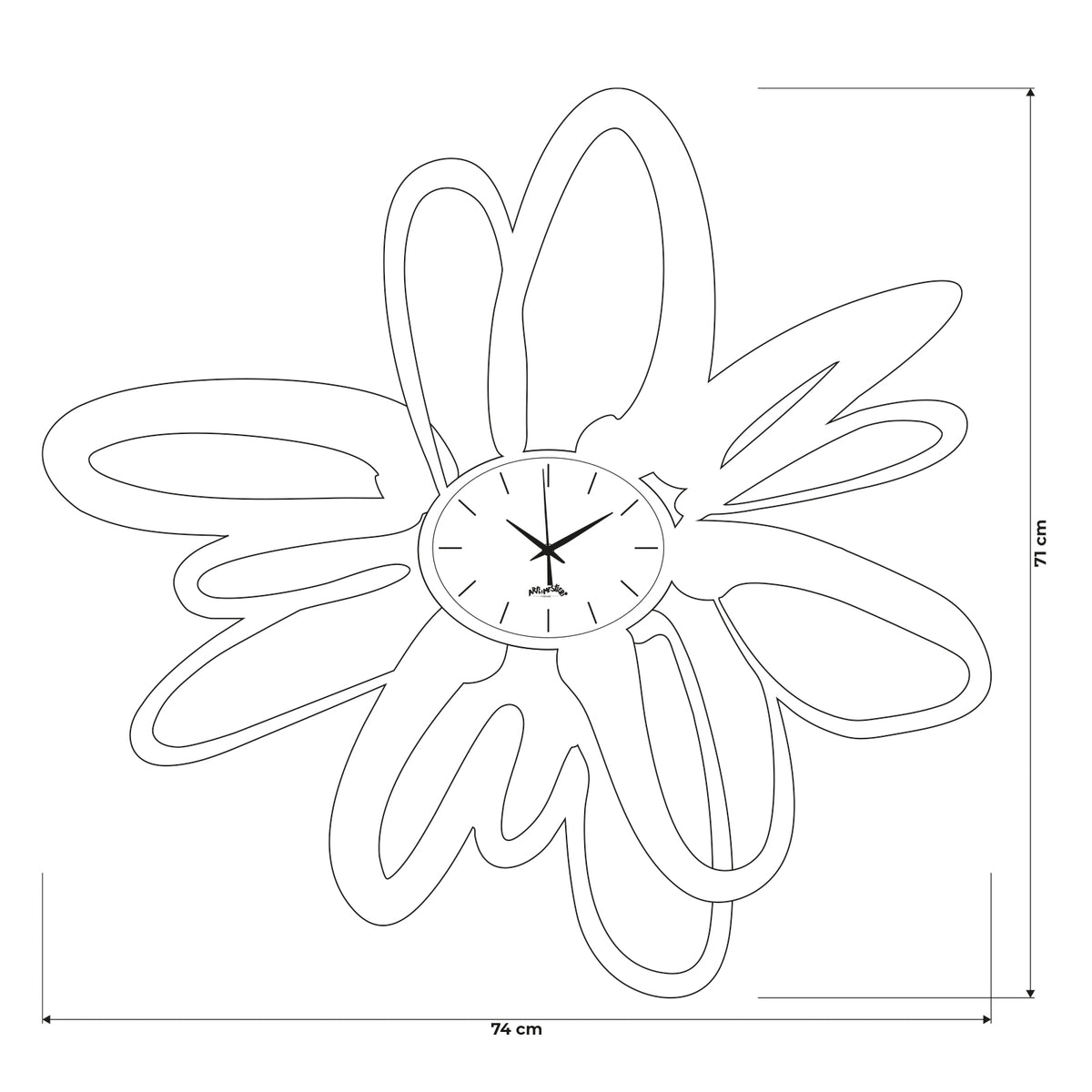 Schema grafico per le dimensioni dell'orologio Dali : 49 x 70 cm