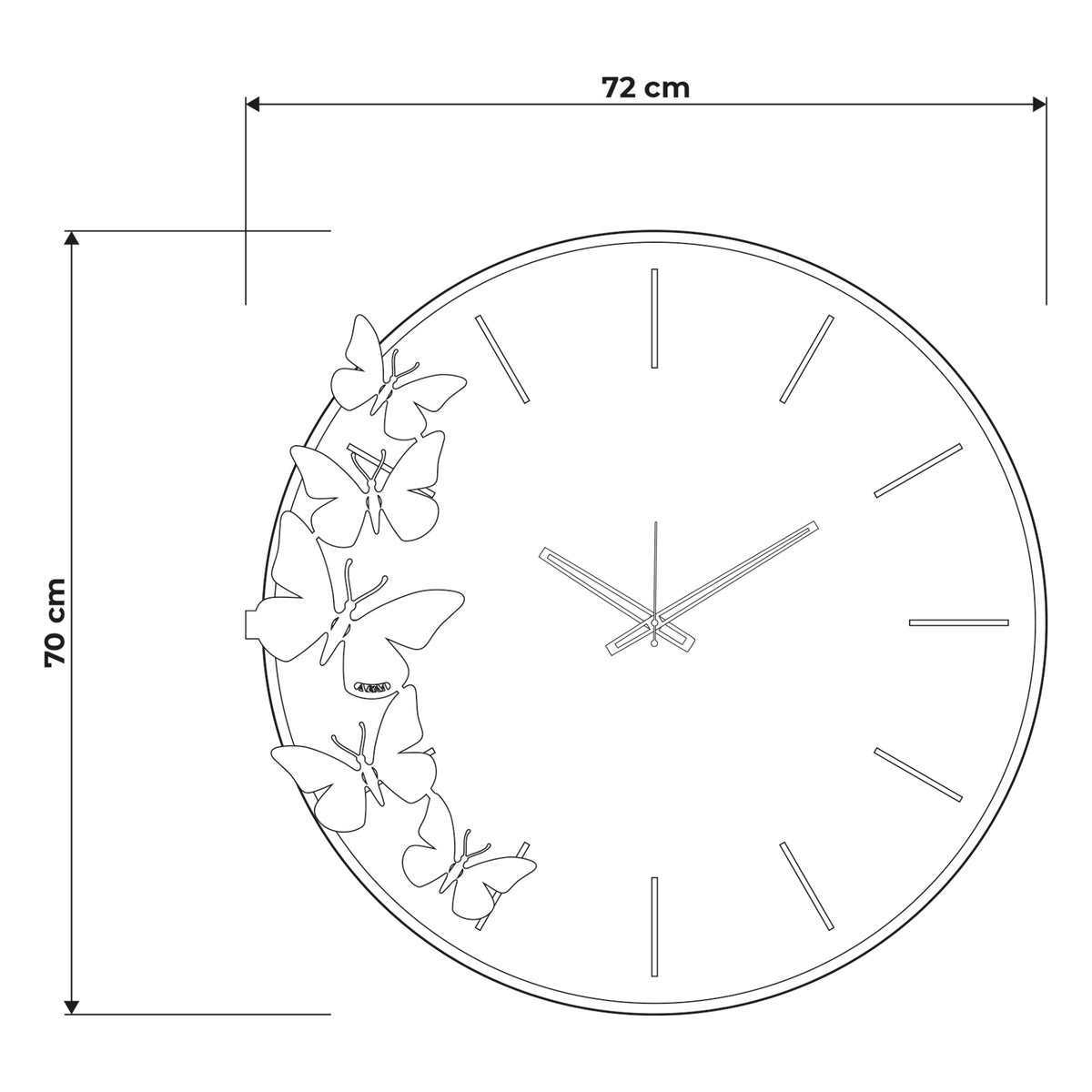 Schema grafico per le dimensioni dell'orologio Diana : 72 x 70 cm