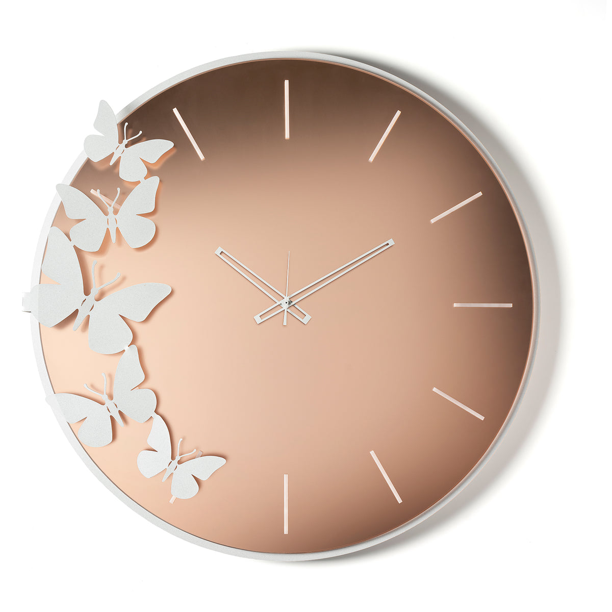 Vista frontale dell'orologio specchiato Diana di Arti&Mestieri, vetro Velour Luxe rosa/avorio