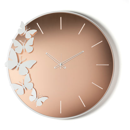Vista frontale dell'orologio specchiato Diana di Arti&Mestieri, vetro Velour Luxe rosa/avorio
