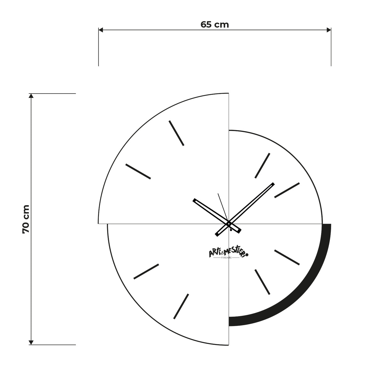 Schema grafica per le dimensioni dell'orologio Avignone-65 x 70 cm