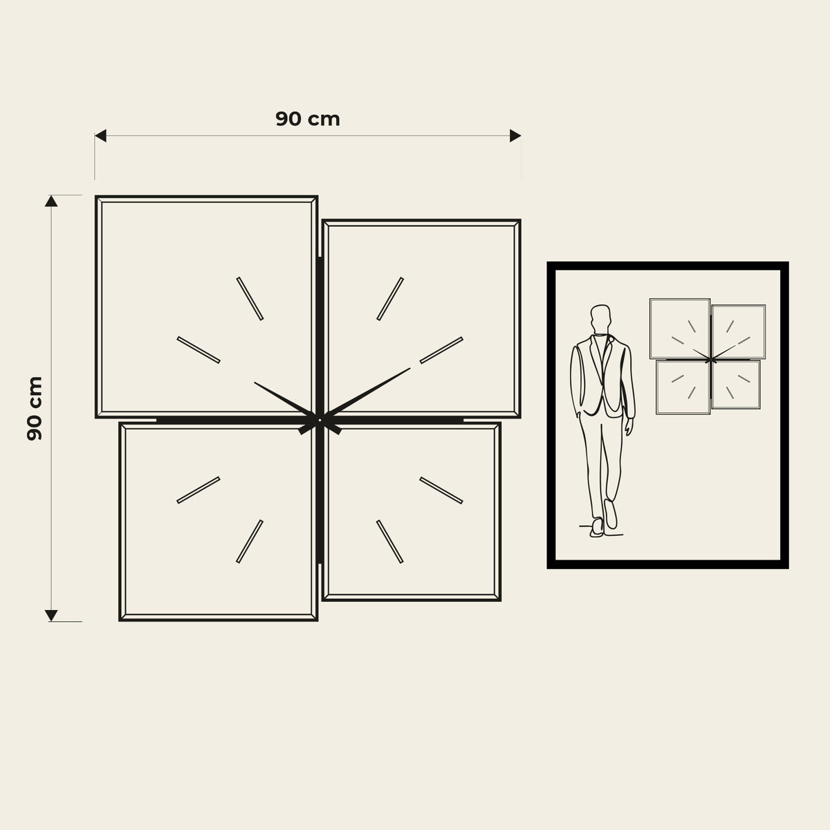 Orologio Sintesi 90 Basic. Disegno quotato. Proporzioni dell'orologio