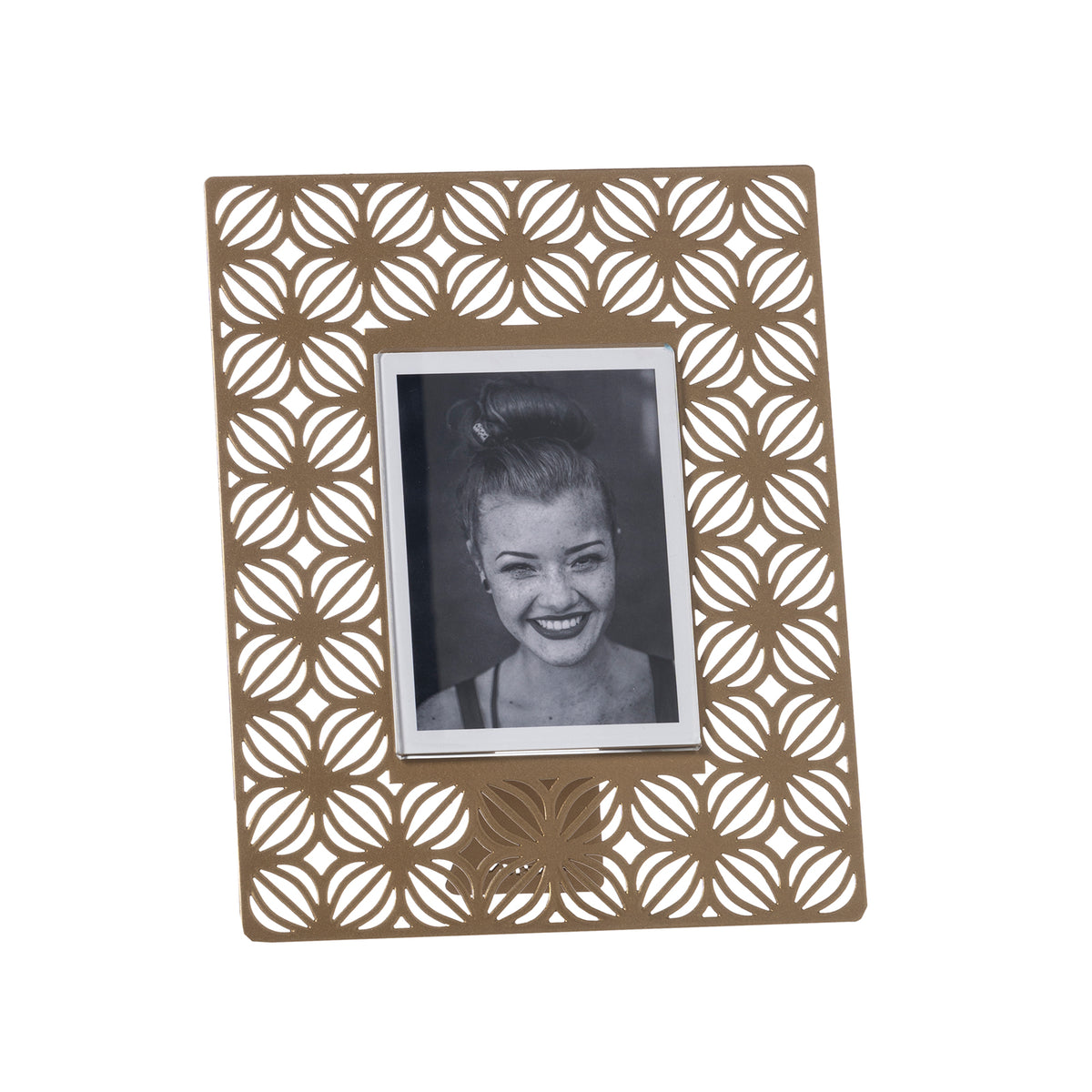 Petit porte-photos Ikat – Motifs floraux ajourés en métal
