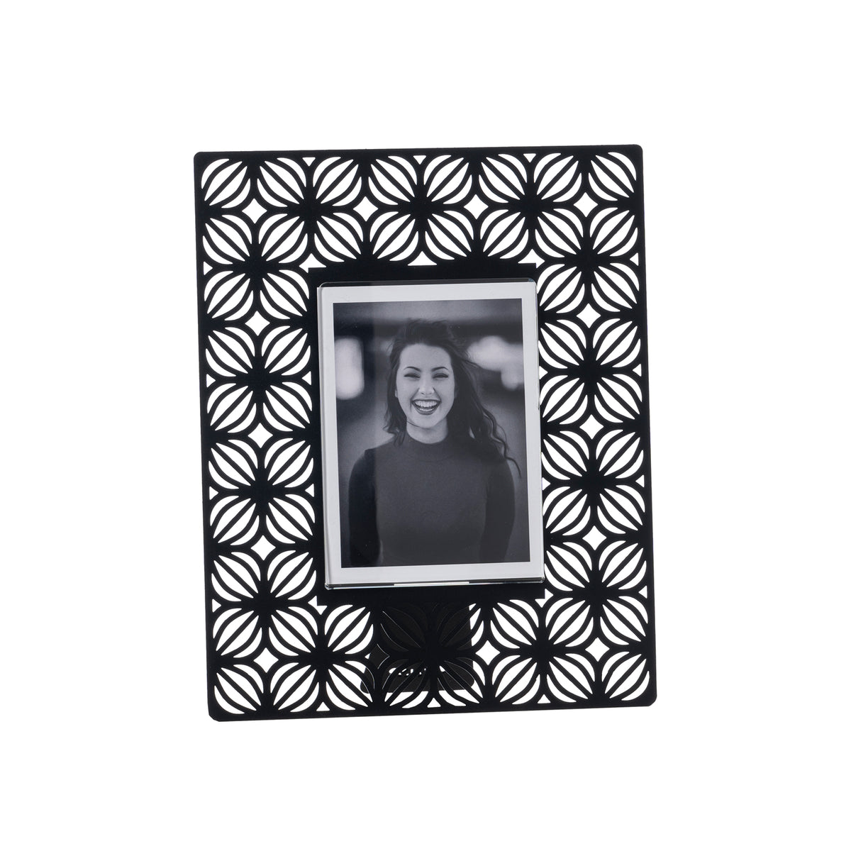 Petit porte-photos Ikat – Motifs floraux ajourés en métal