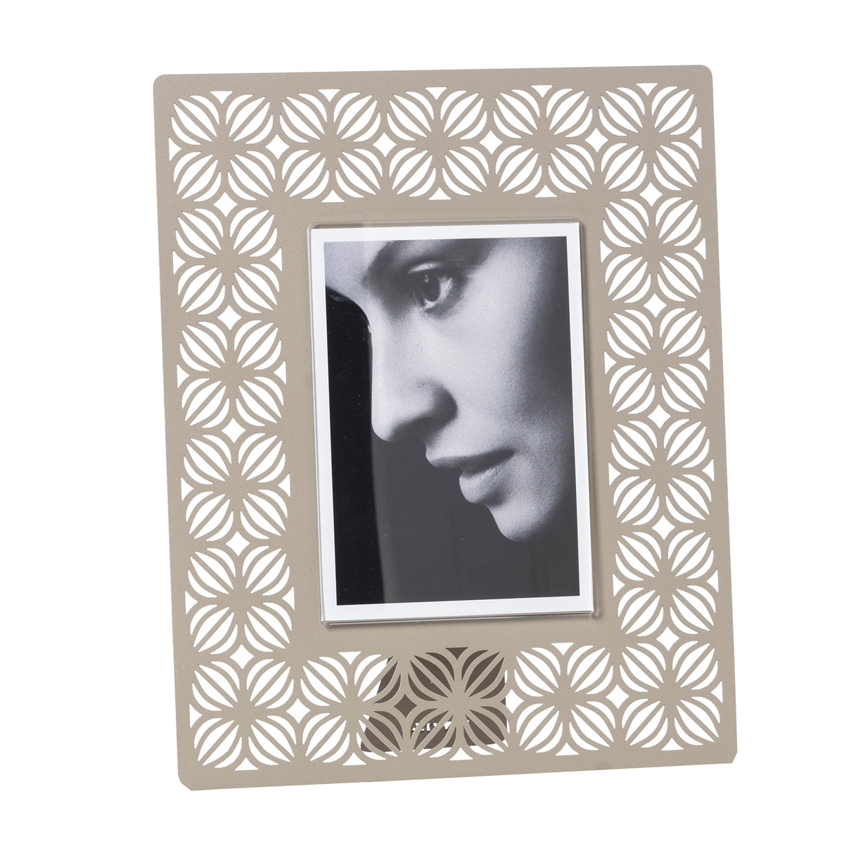 Grand porte-photos Ikat – Motifs floraux ajourés en métal