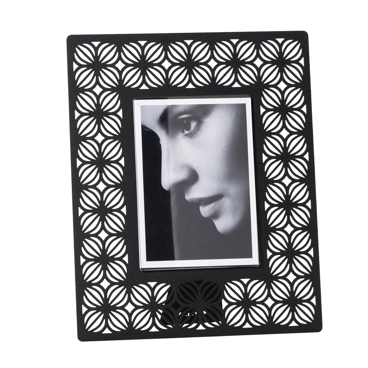 Grand porte-photos Ikat – Motifs floraux ajourés en métal
