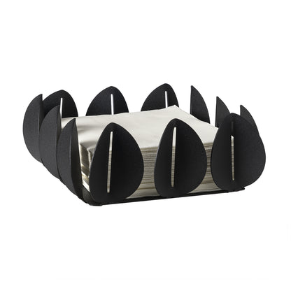 Porta tovaglioli con motivi floreali Ficus di colore nero.