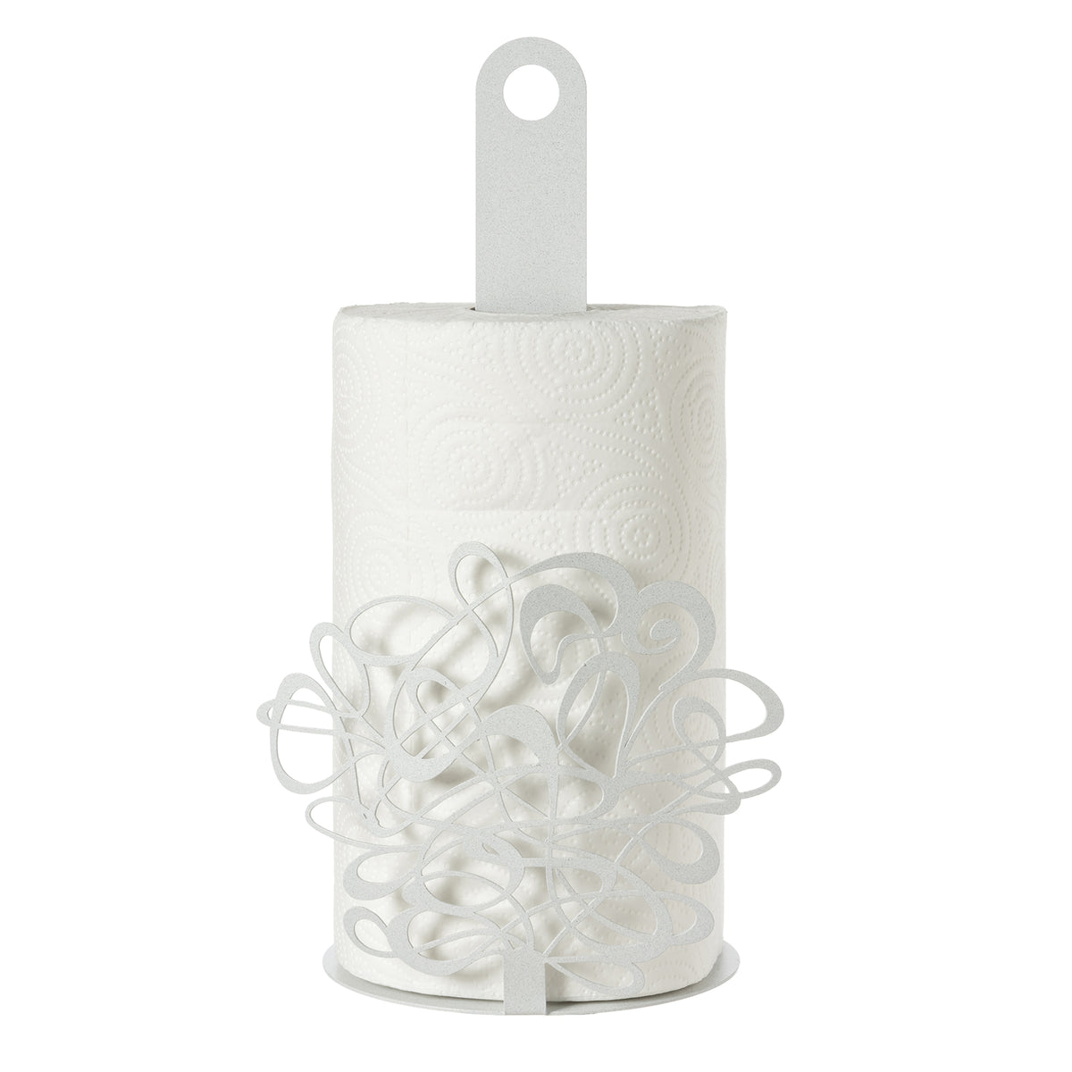 Porta rotolo da cucina Scarabocchio bianco marmo Arti&Mestieri con rotolo, vista frontale