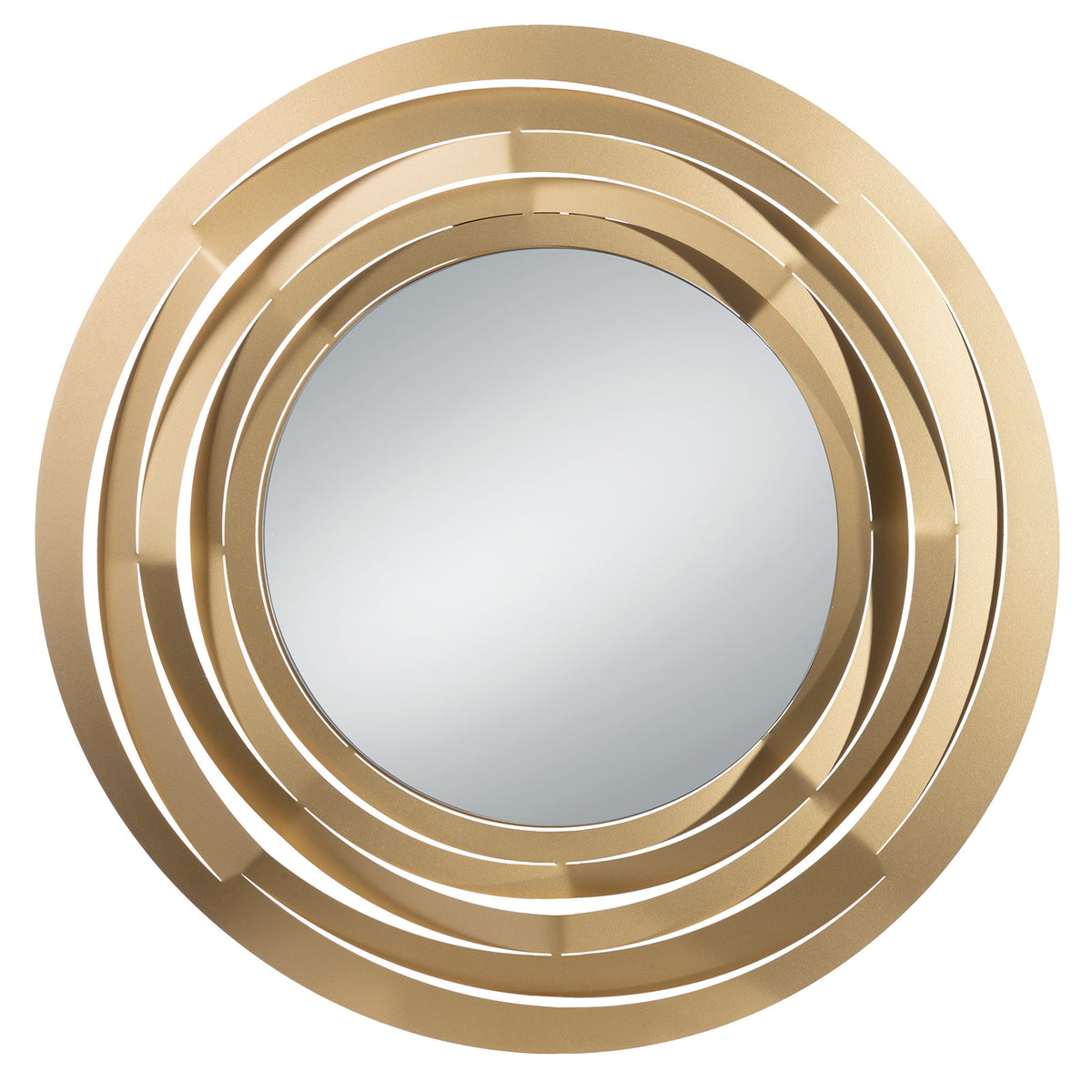 Specchio da parete Origami circolare oro trasparente con cornice geometrica - vista frontale