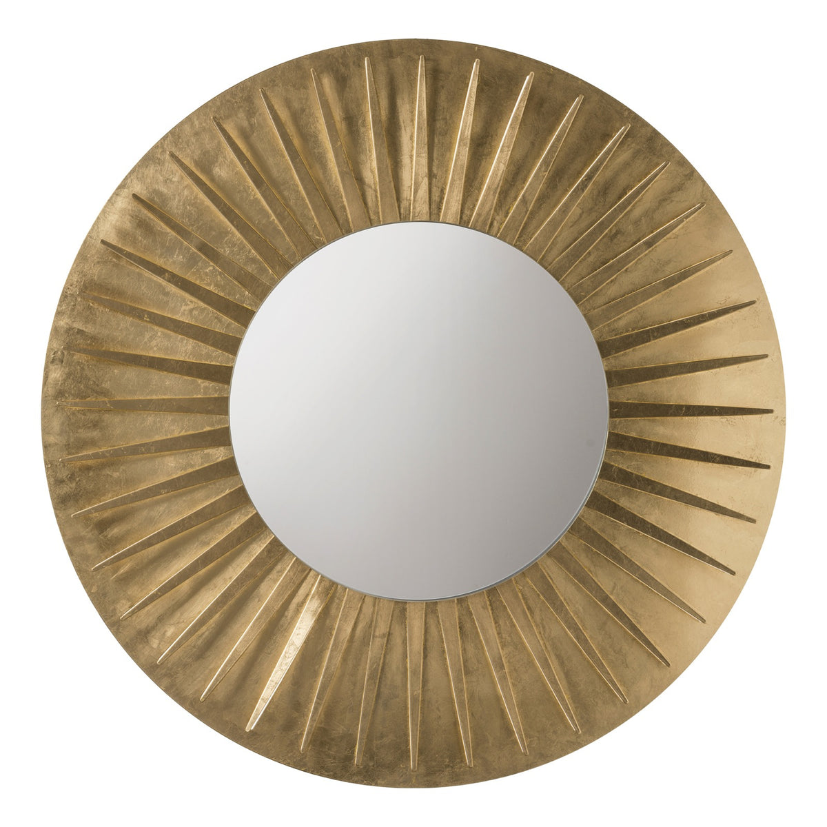 Grand miroir mural rond Sirio finition feuille d'or