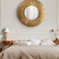 Grand miroir mural rond Sirio finition feuille d'or