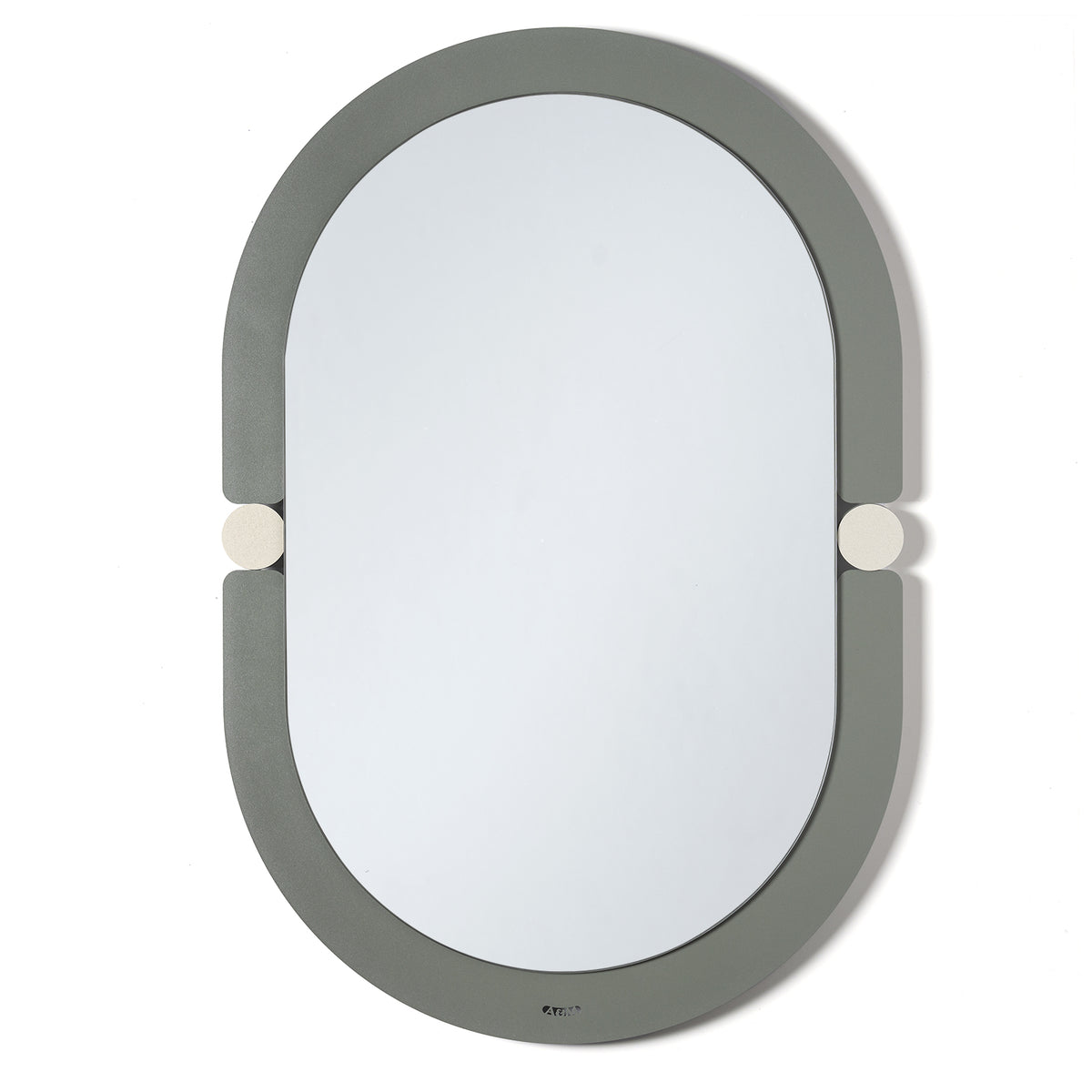 Specchio da parete di design moderno Alchimia ovale di colore giada/avorio