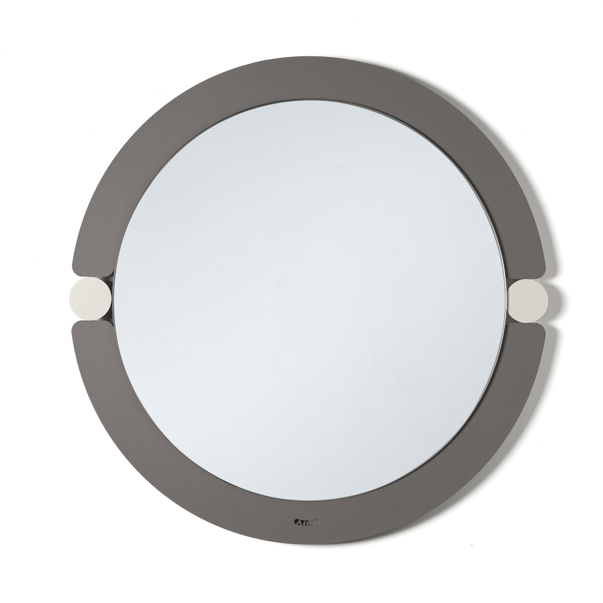 Specchio da parete di design moderno Alchimia tondo di colore fango/avorio