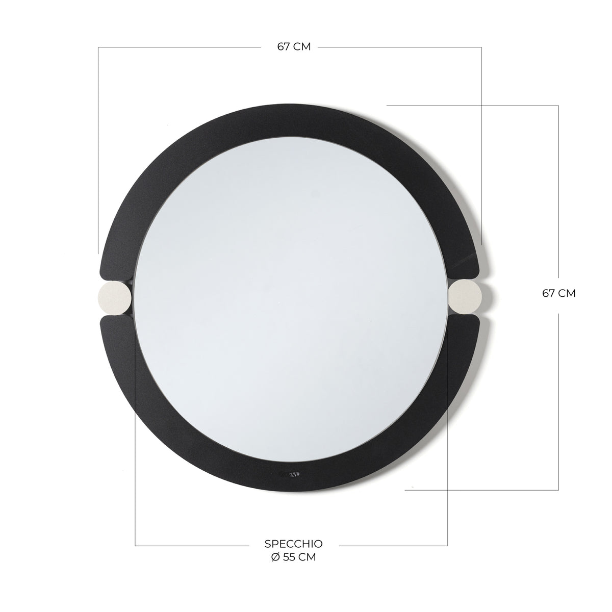 Dimensioni dello specchio da parete di design moderno Alchimia tondo