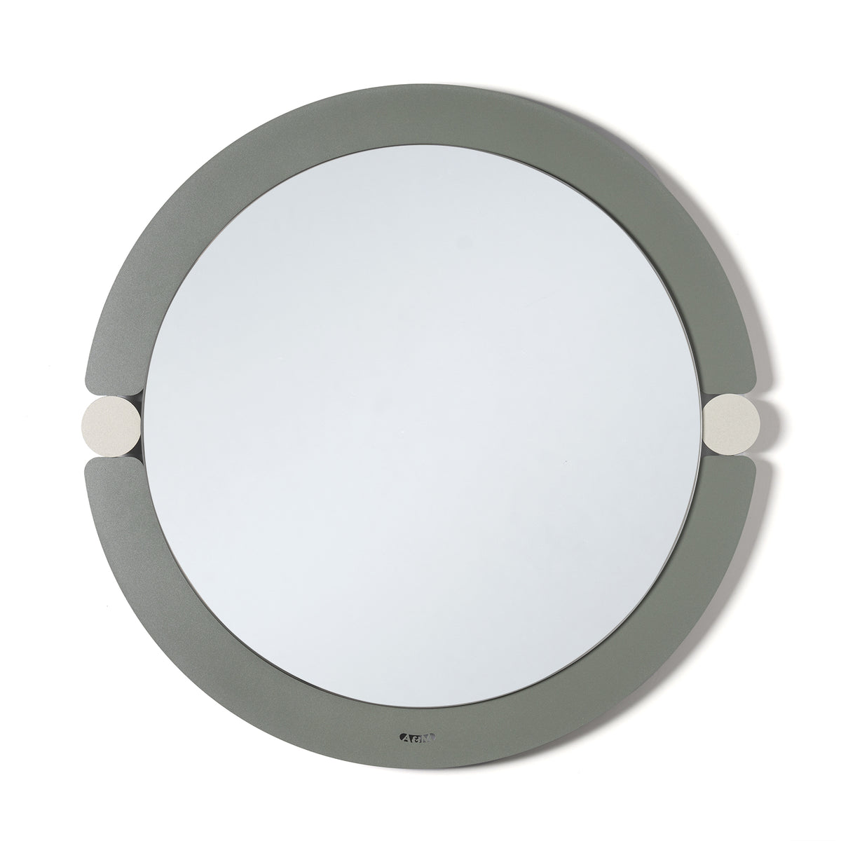 Specchio da parete di design moderno Alchimia tondo di colore giada/avorio