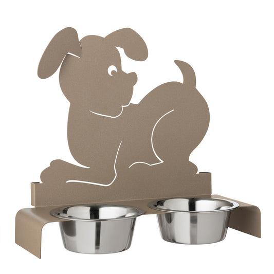 Support de gamelles surélevé pour chien en métal – 2 gamelles