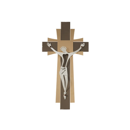 Petit crucifix mural moderne en métal