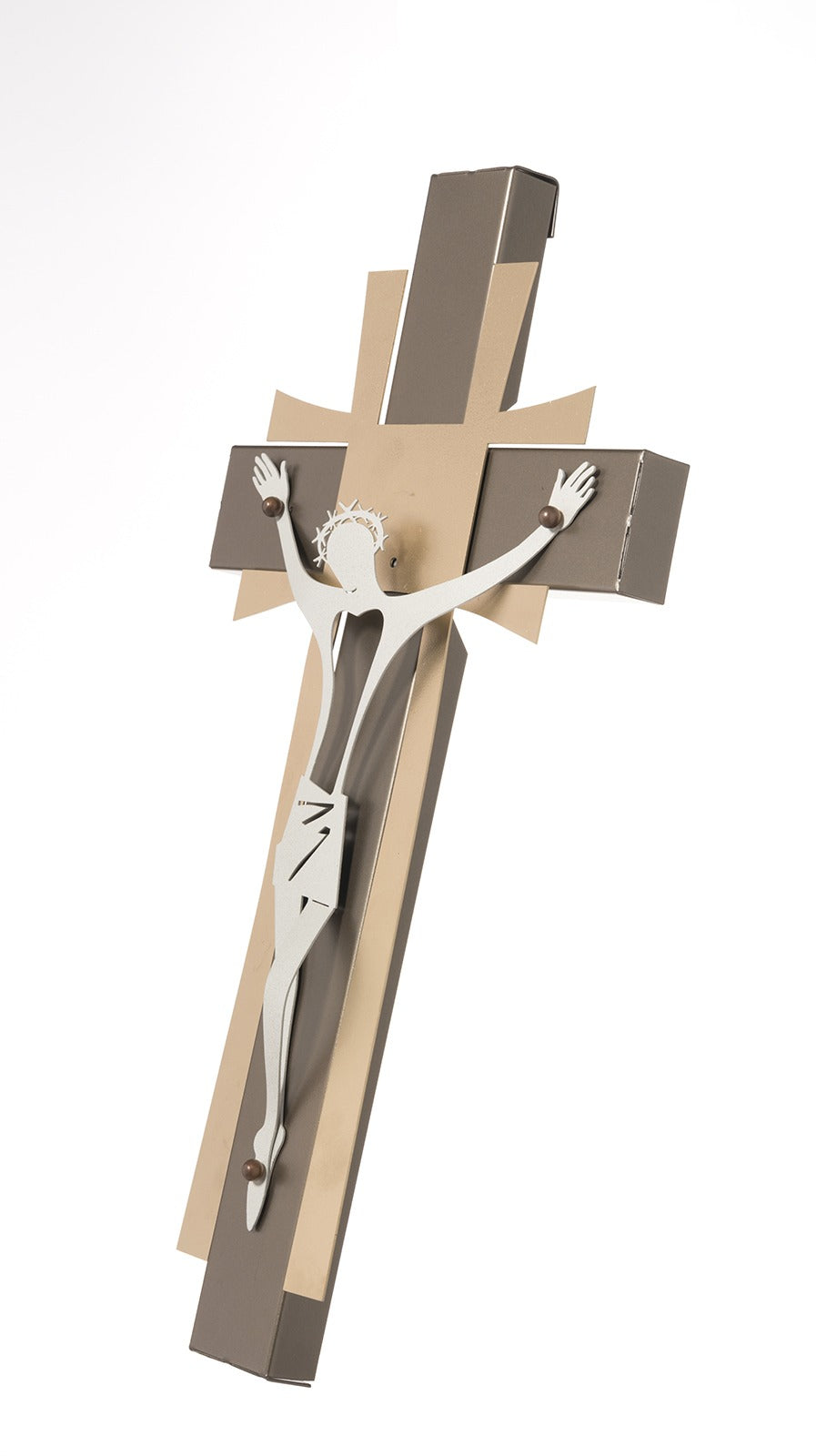 Petit crucifix mural moderne en métal