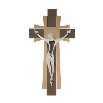 Grand crucifix mural en métal – Design contemporain