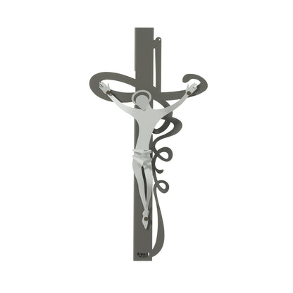 Arte sacra in ferro Crocifisso piccolo da parete Ricciolo