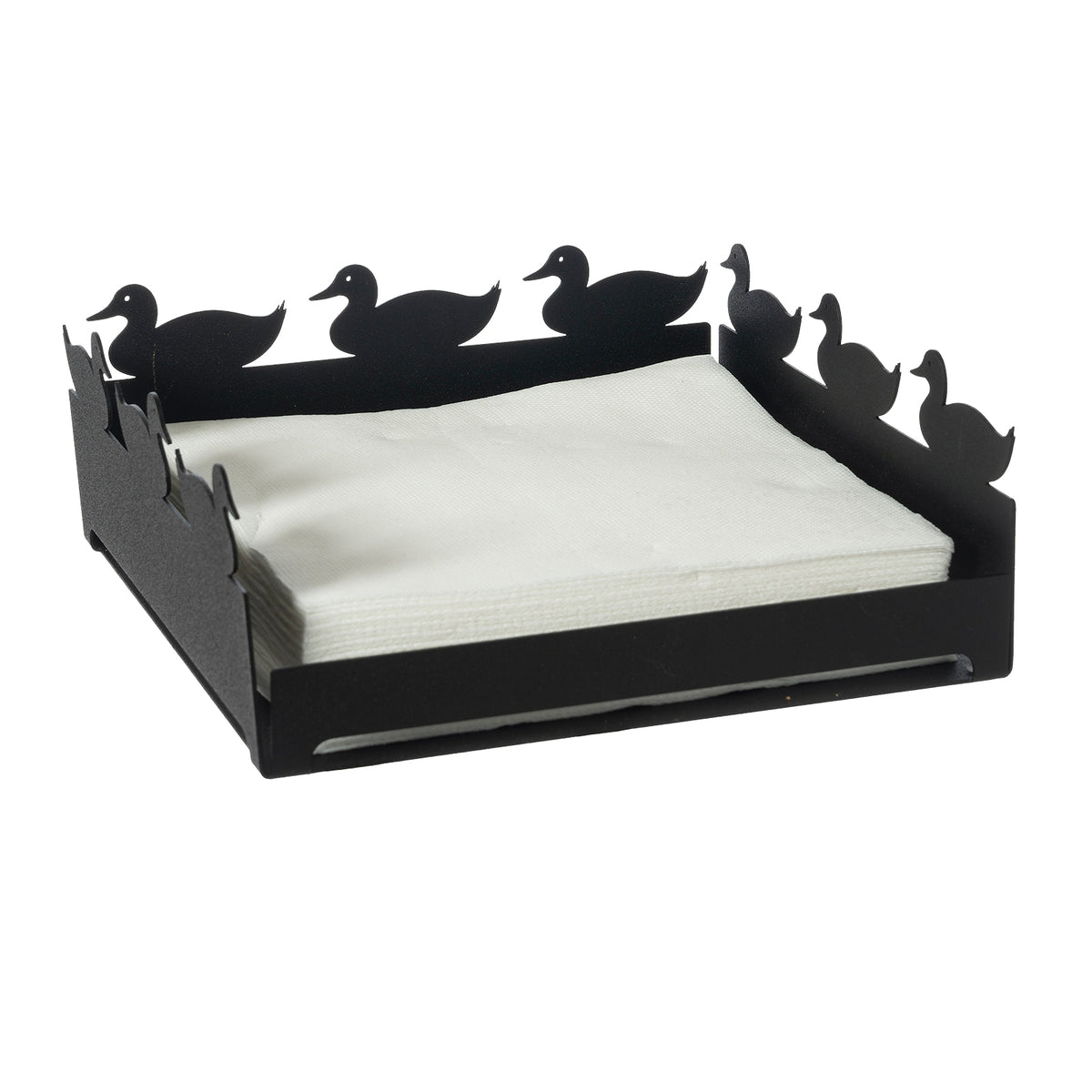 Grand porte-serviettes de table Duck – Motif canards en métal