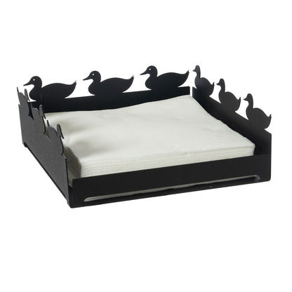 Grand porte-serviettes de table Duck – Motif canards en métal