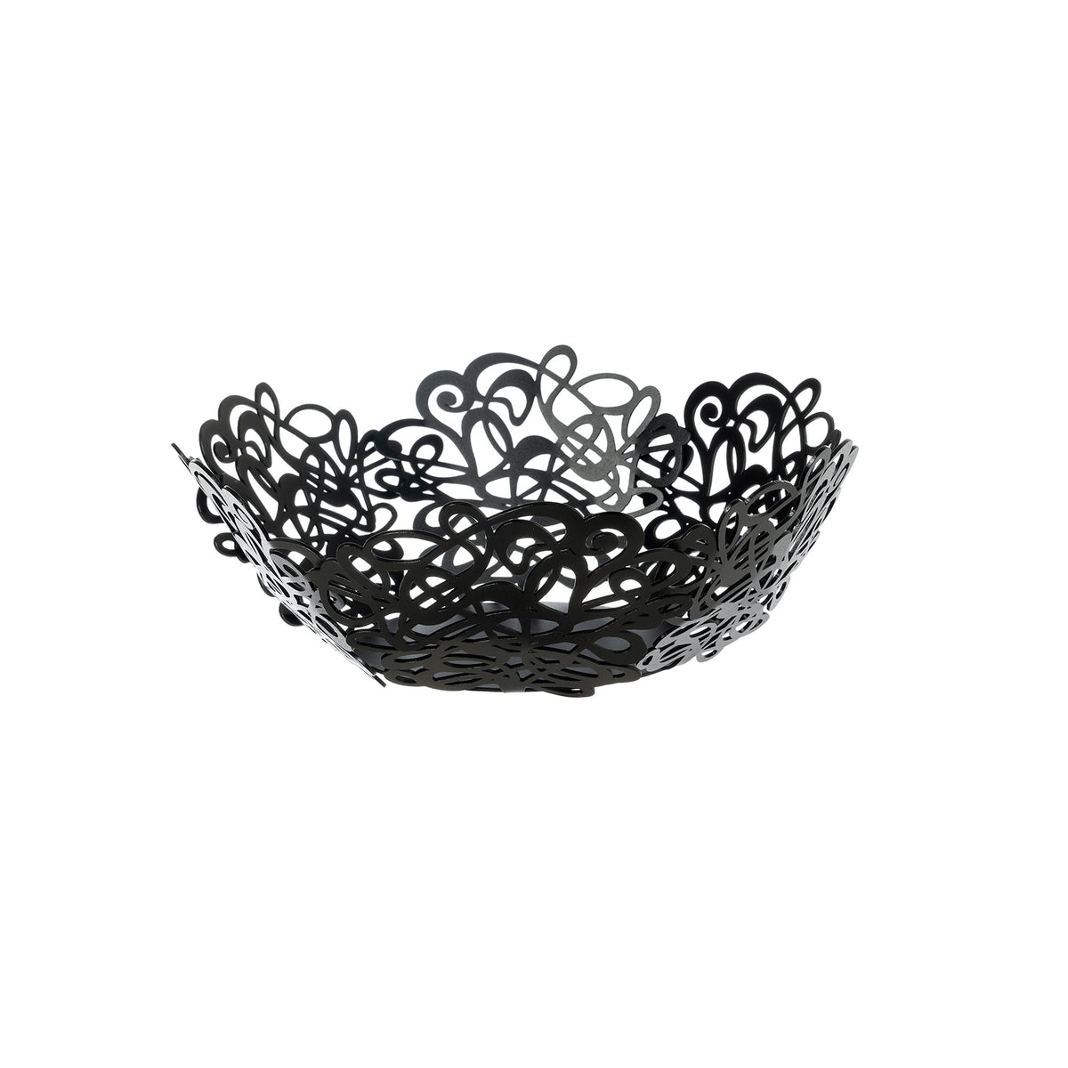 Fruttiera Scarabocchio Piccola di Art&Mestieri in ferro color nero, vista tre quarti