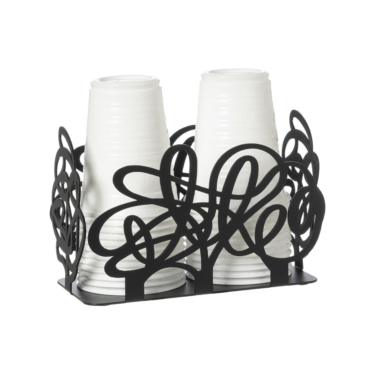 Porta bicchieri da cucina Scarabocchio nero Arti&Mestieri con bicchieri vista tre quarti