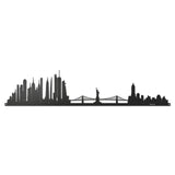 Vista frontale della grande silhouette in ferro raffigurante la città di New York, Skyline New York di 100 cm di larghezza. Arti&Mestieri.