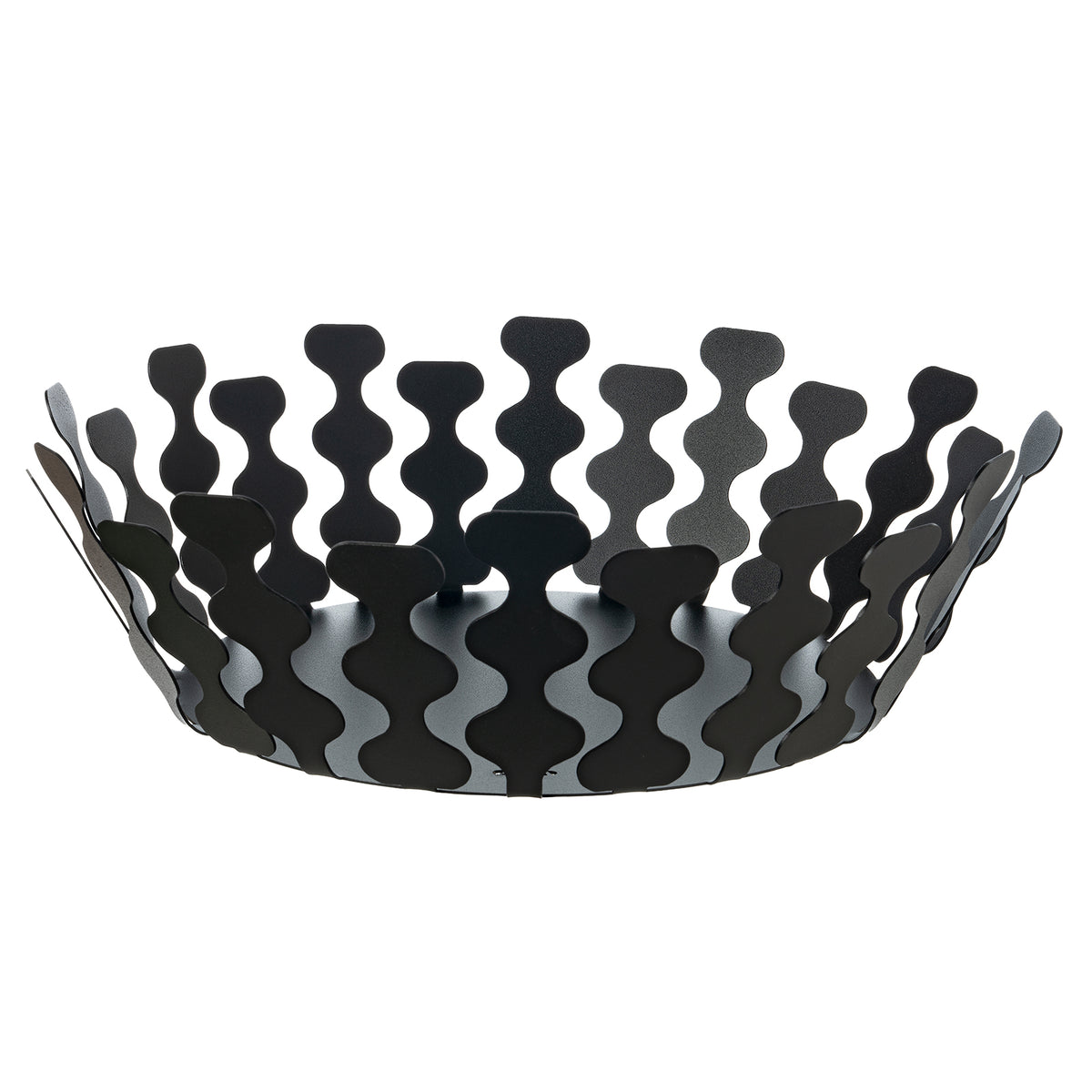 Fruttiera Nori Grande di Art&Mestieri in ferro color nero vuota, vista tre quarti