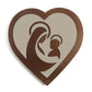 Vista frontale dell'icona religiosa Cuore, Madonna con Bambino, color bronzo -sabbia