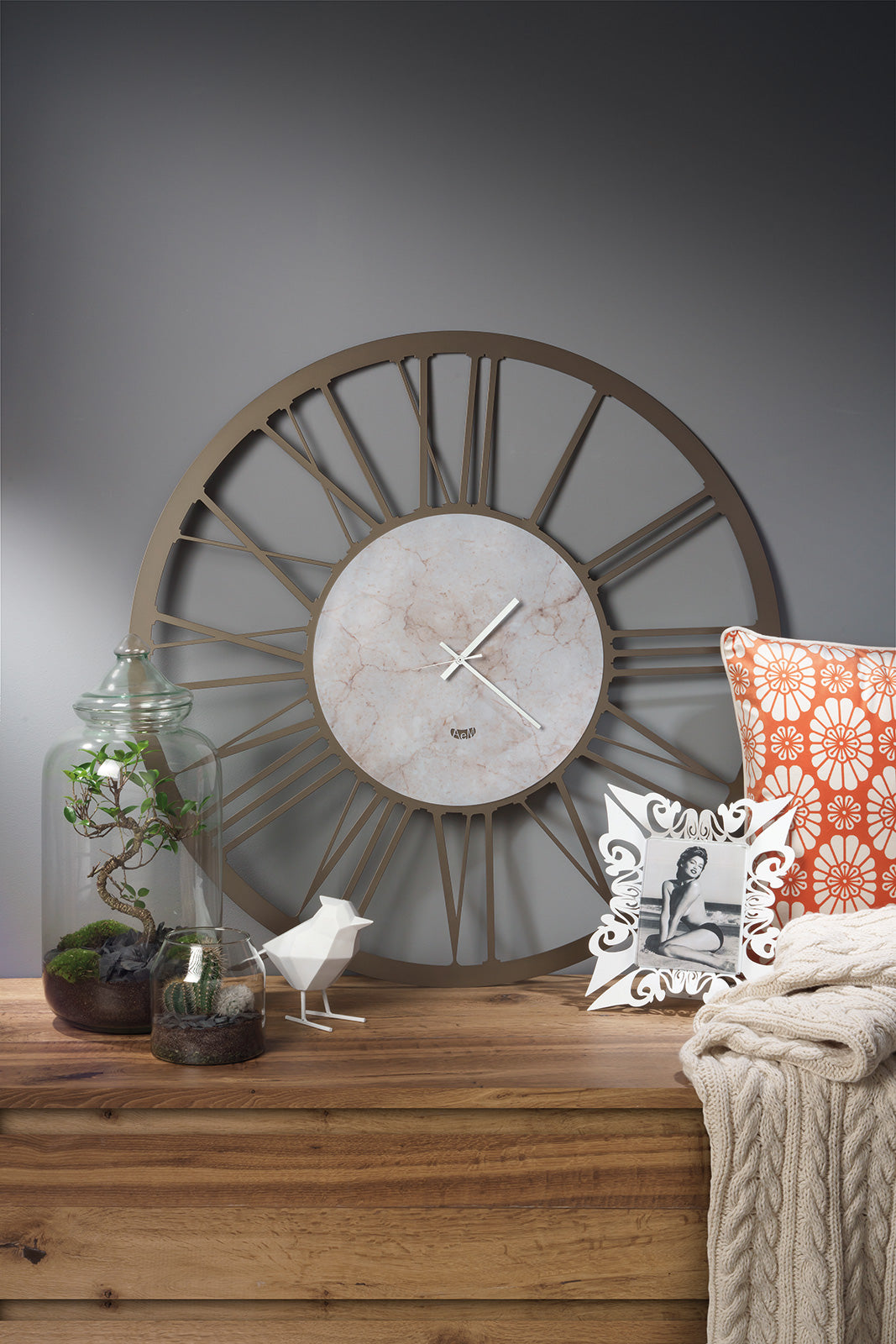 Marble design wall clock Big 90