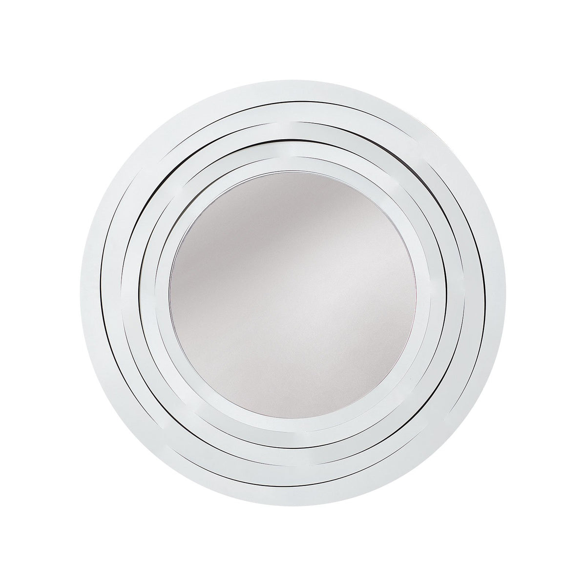 Specchio da parete Origami circolare bianco con cornice geometrica - vista frontale